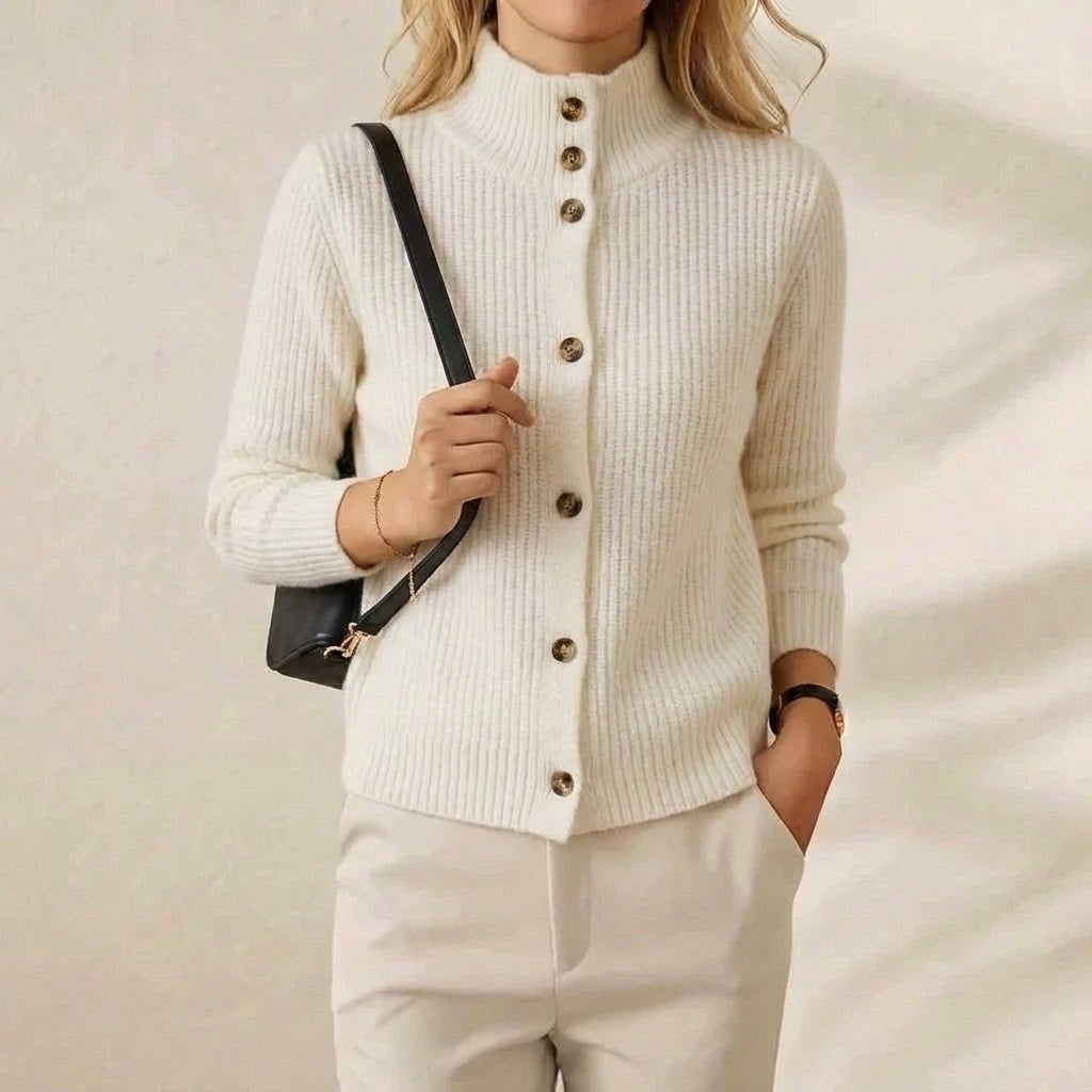 Elowen – Ribbed Button-Up Knit Cardigan