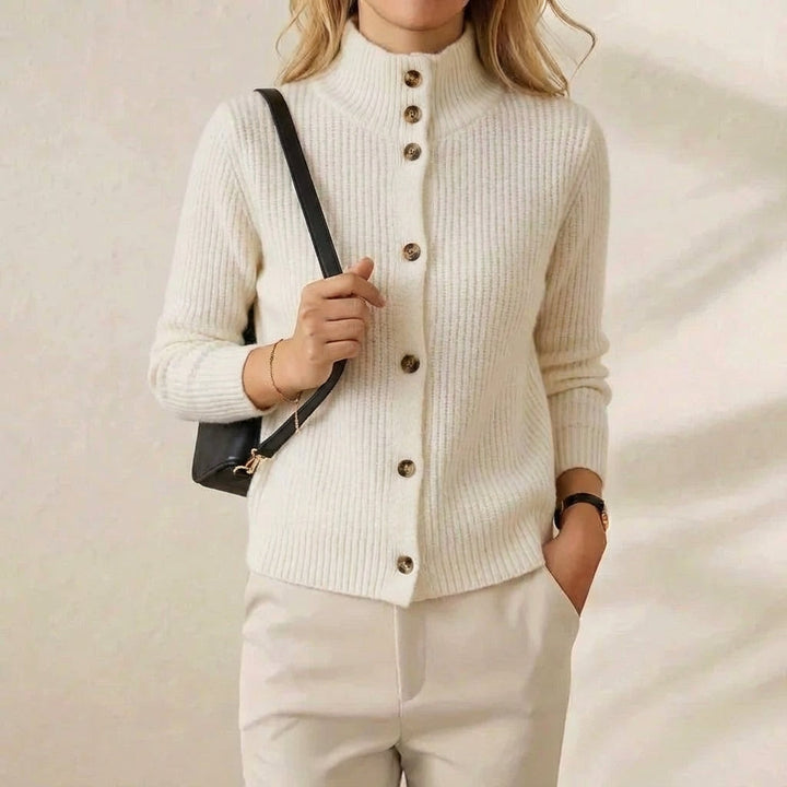 Elowen – Ribbed Button-Up Knit Cardigan