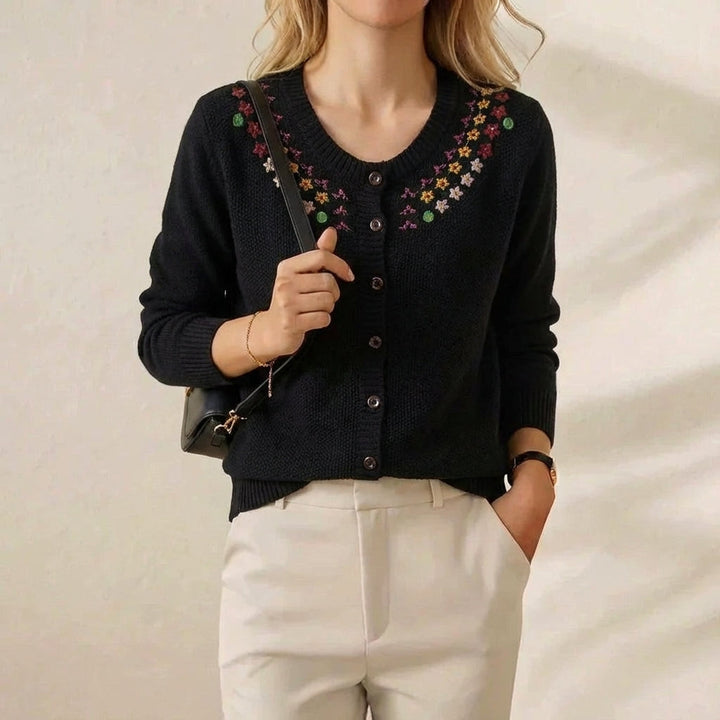 Annette – Floral Embroidered Knit Cardigan