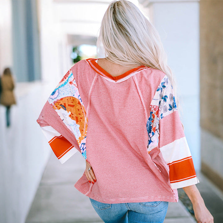 Emer | Lightweight Patchwork Batwing Top