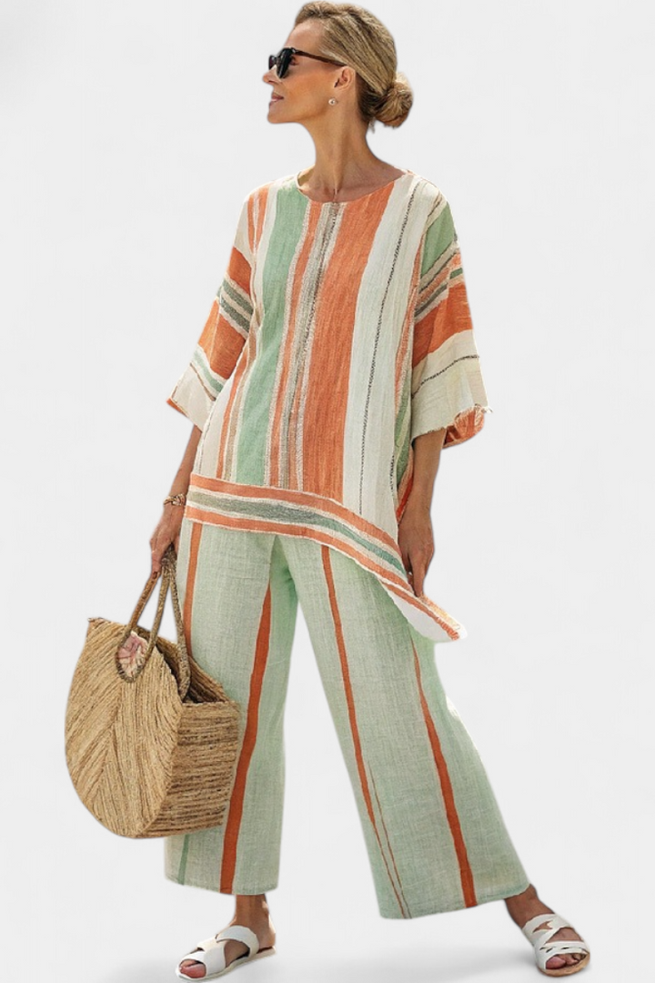 Una | Elegant Asymmetrical Top & Wide-Leg Trousers