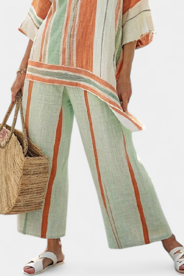 Una | Elegant Asymmetrical Top & Wide-Leg Trousers