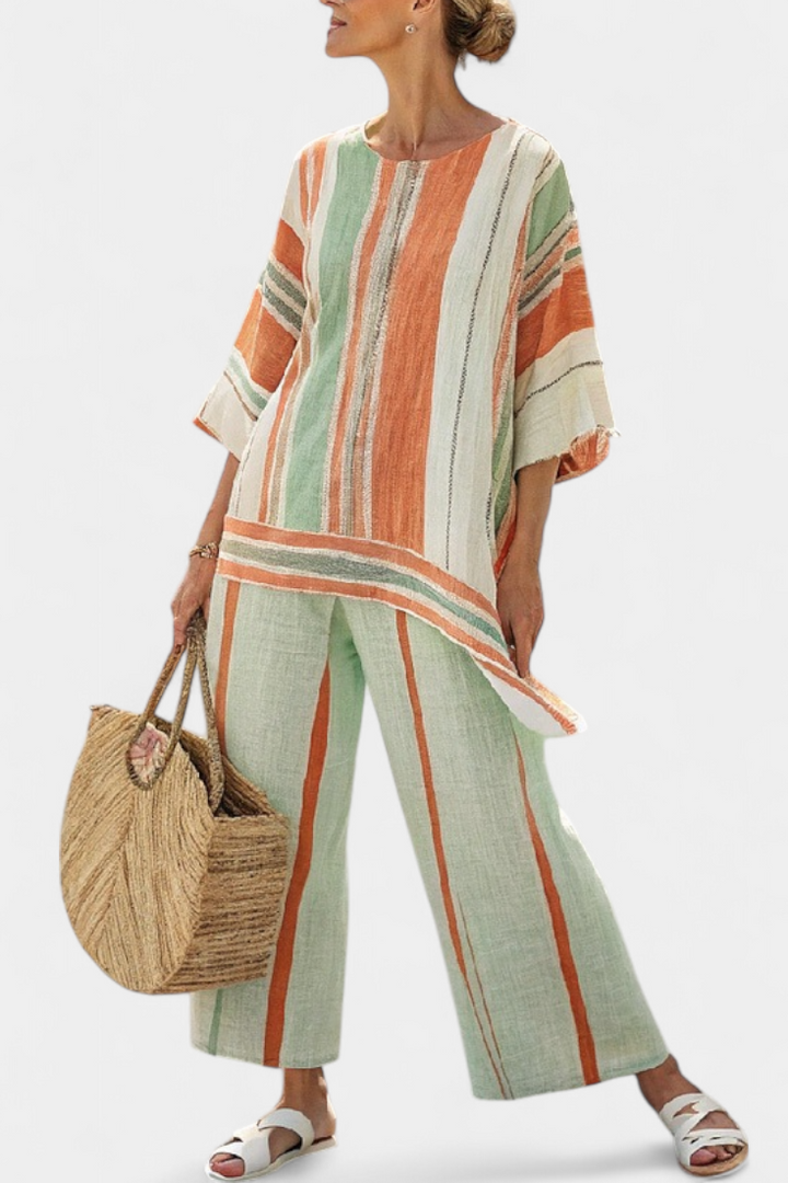 Una | Elegant Asymmetrical Top & Wide-Leg Trousers