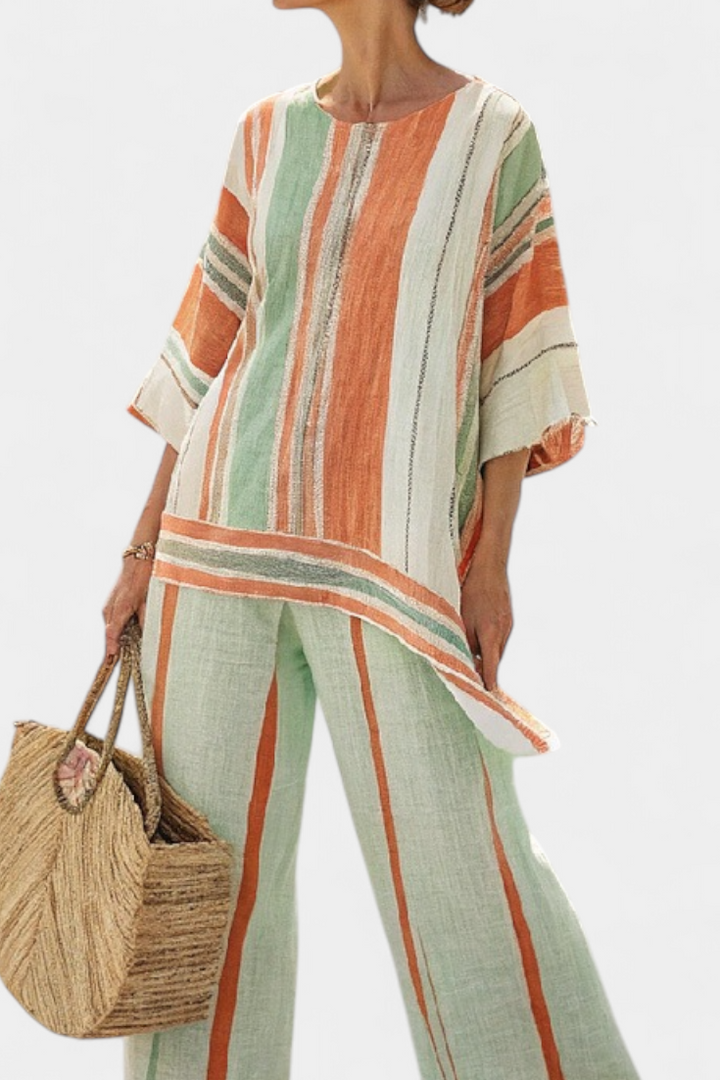 Una | Elegant Asymmetrical Top & Wide-Leg Trousers