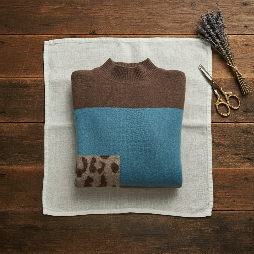 Beatrix – Colour-Block Mock Neck Jumper