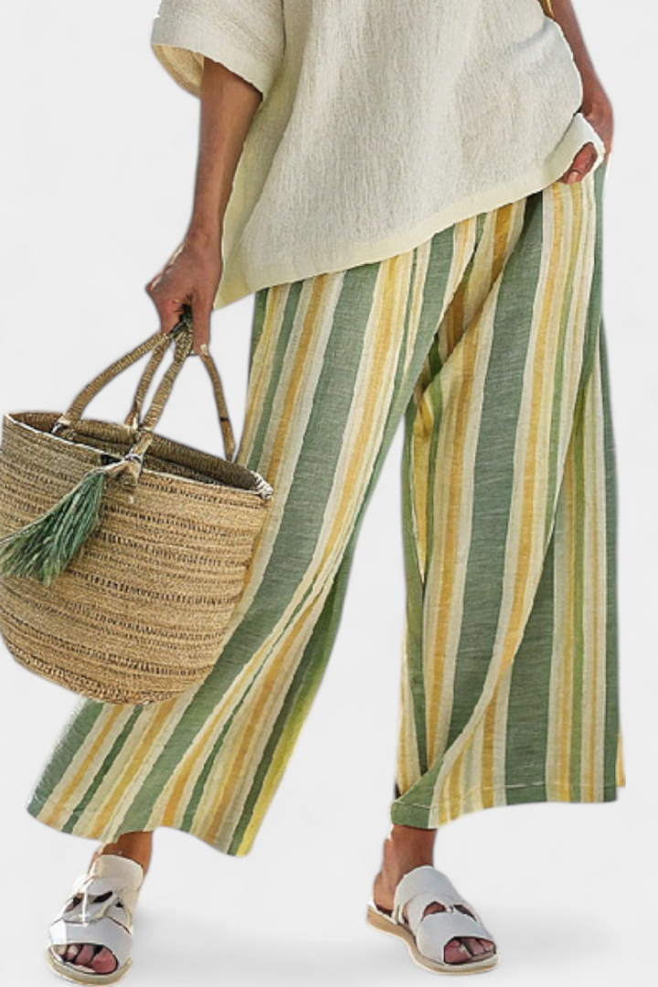 Lilibet | Sophisticated Top & Striped Linen Trousers