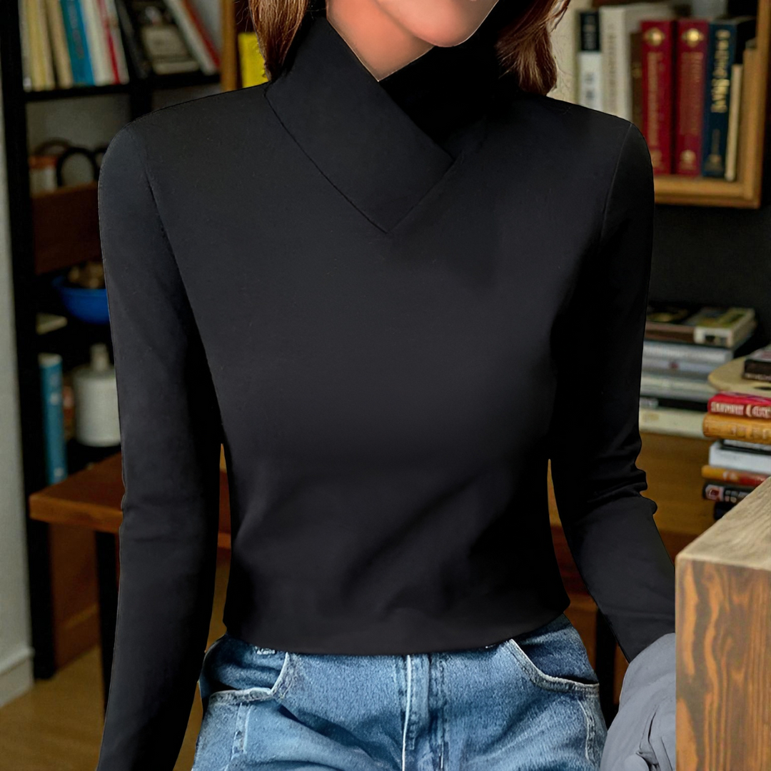 Vivien – Elegant High-Neck Long Sleeve Top