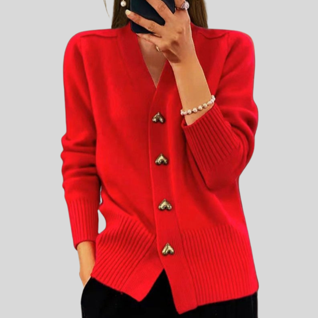 Lucasta – Heart Button Knit Cardigan