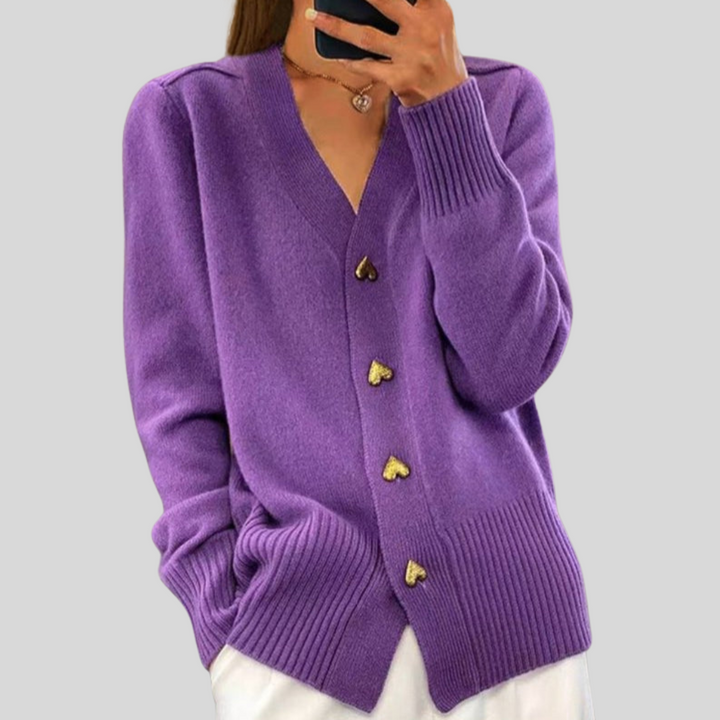 Lucasta – Heart Button Knit Cardigan