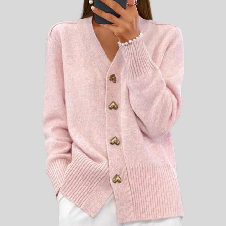 Lucasta – Heart Button Knit Cardigan