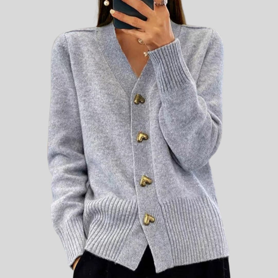 Lucasta – Heart Button Knit Cardigan