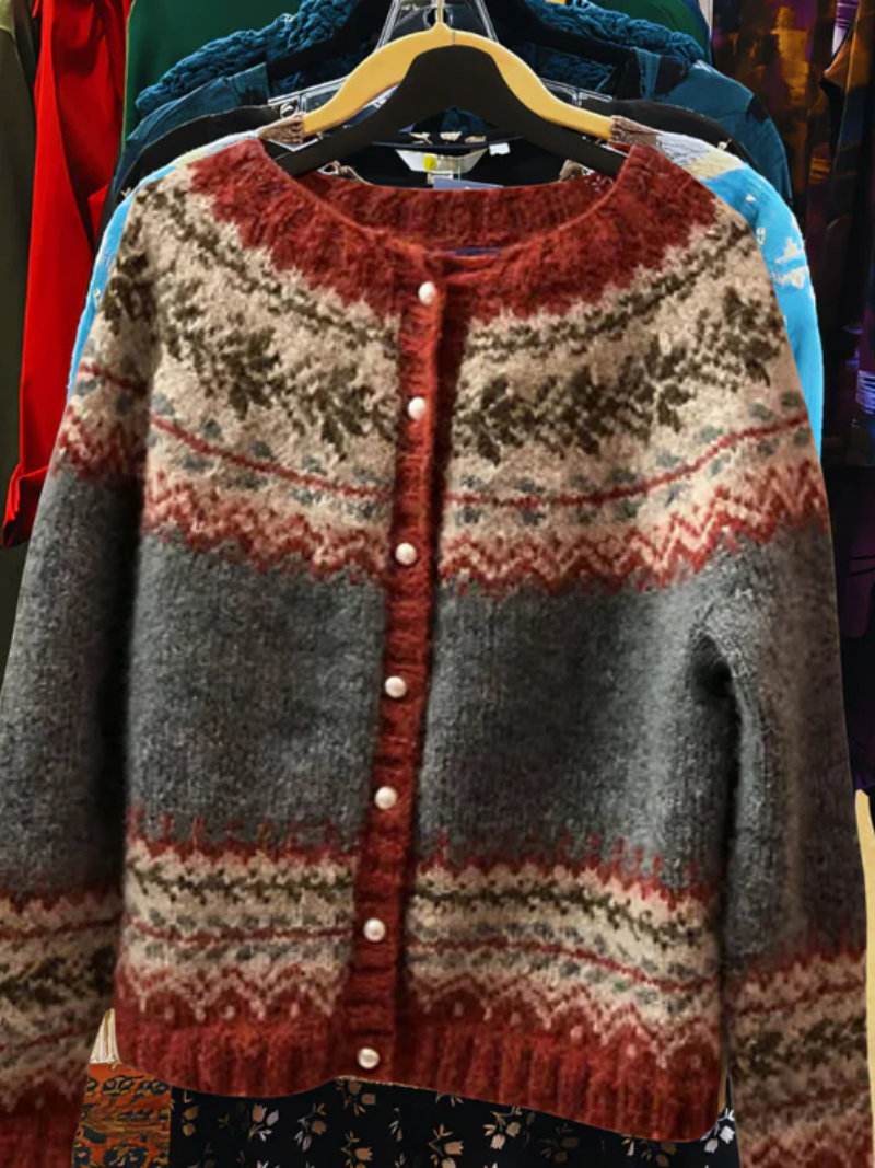 Doreen – Fair Isle Button-Front Knit Cardigan