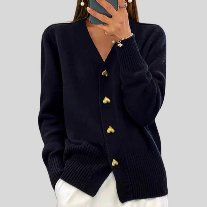 Lucasta – Heart Button Knit Cardigan