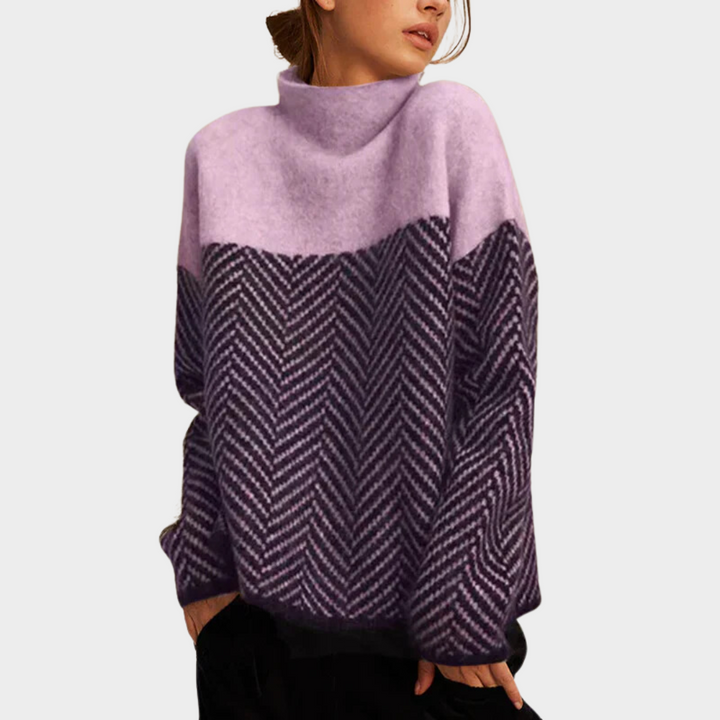 Mairead – Turtleneck Herringbone Knit Jumper
