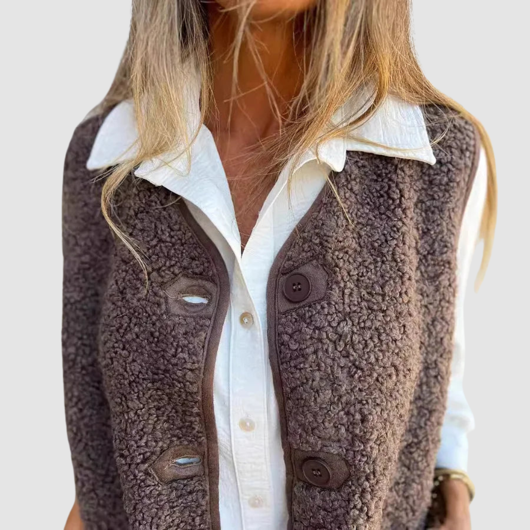 Iona – Sherpa Buttoned Sleeveless Waistcoat