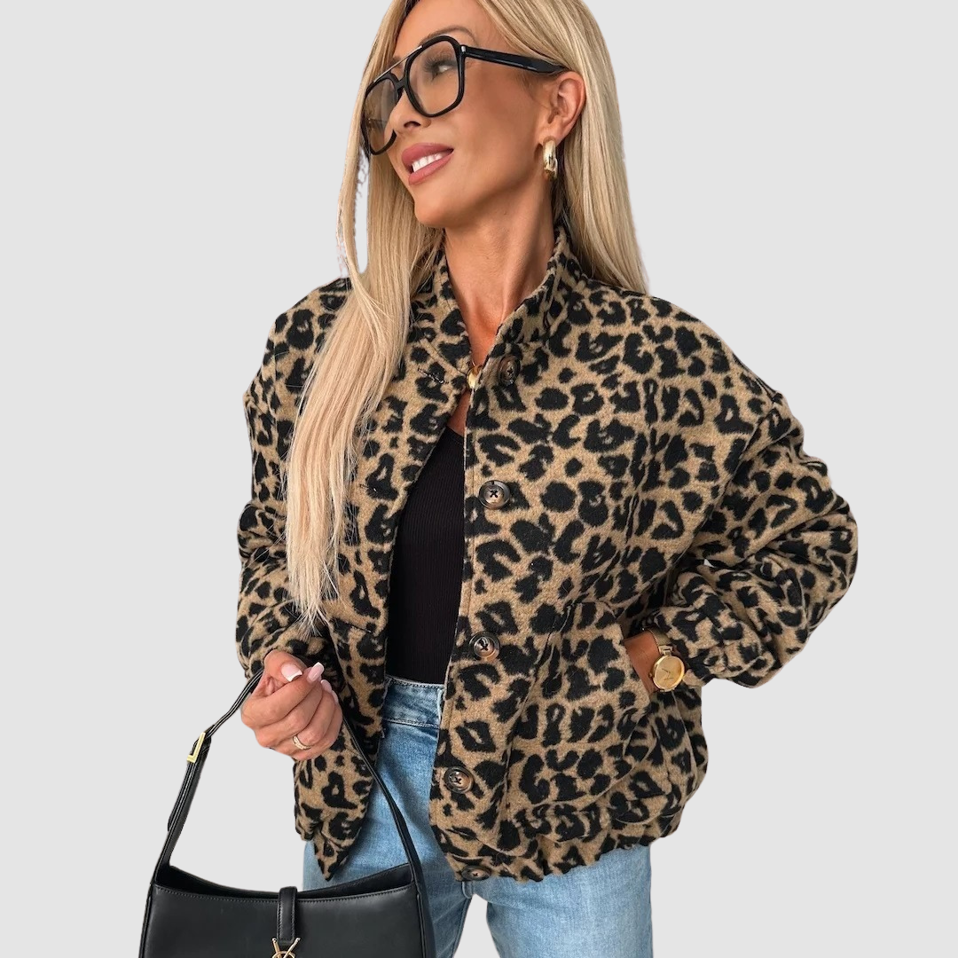 Ursula – Leopard Print Button-Up Jacket