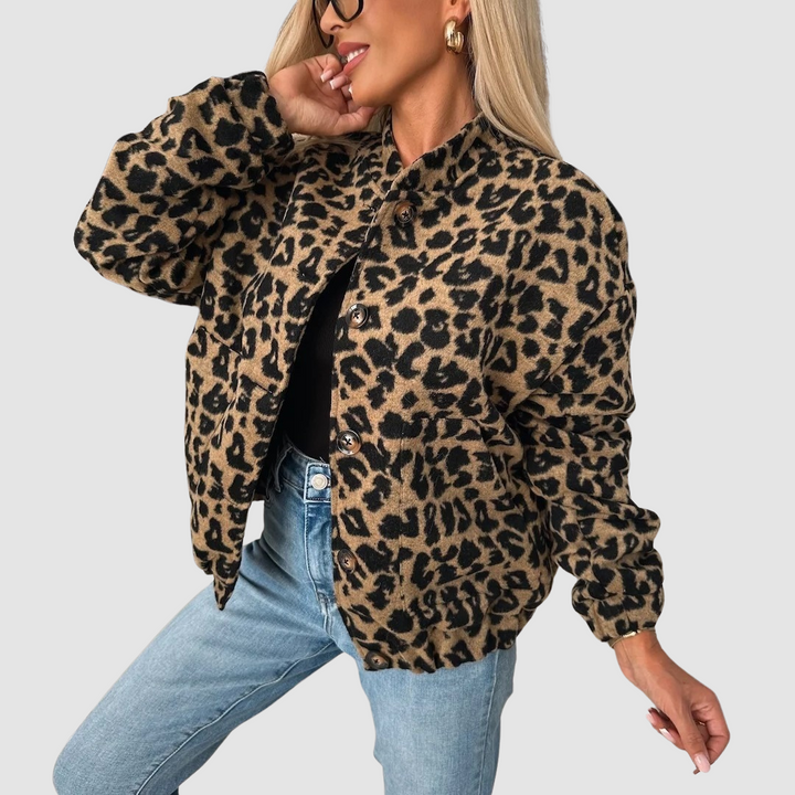 Ursula – Leopard Print Button-Up Jacket