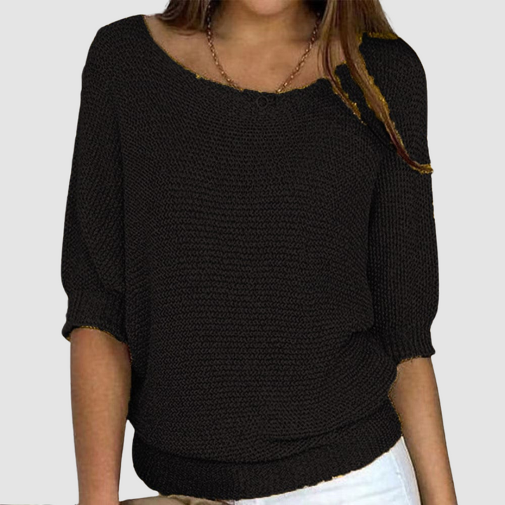 Aoife – Relaxed Knit Top with Half Sleeves