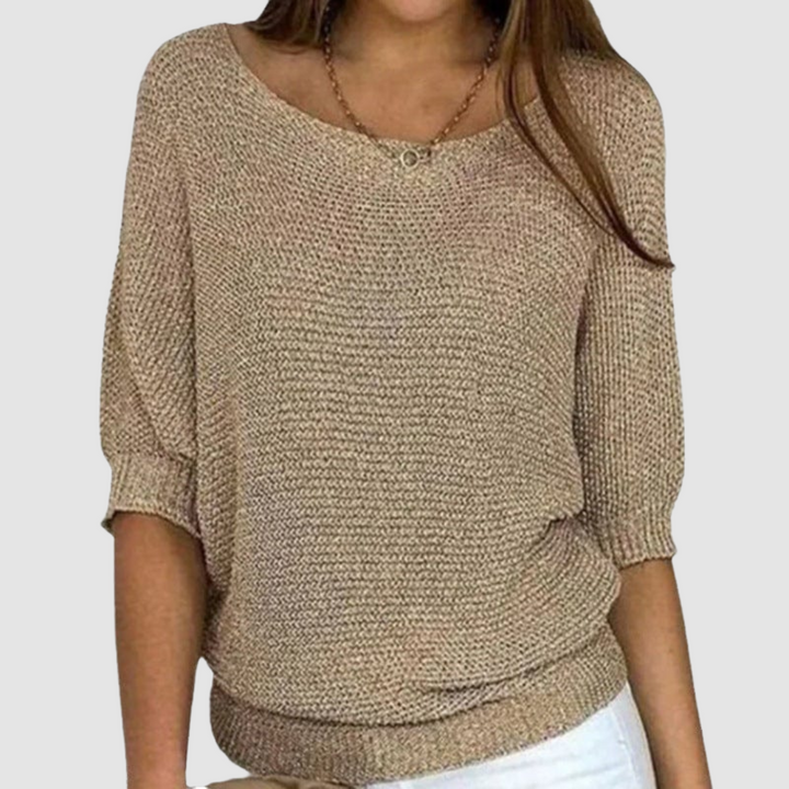 Aoife – Relaxed Knit Top with Half Sleeves