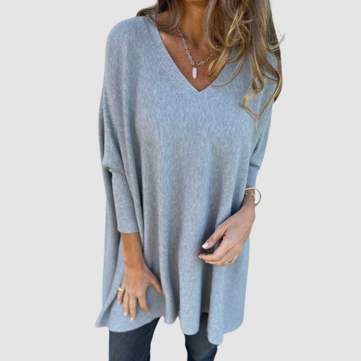 Jemima – Relaxed V-Neck Knit Jumper