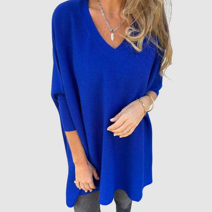 Jemima – Relaxed V-Neck Knit Jumper