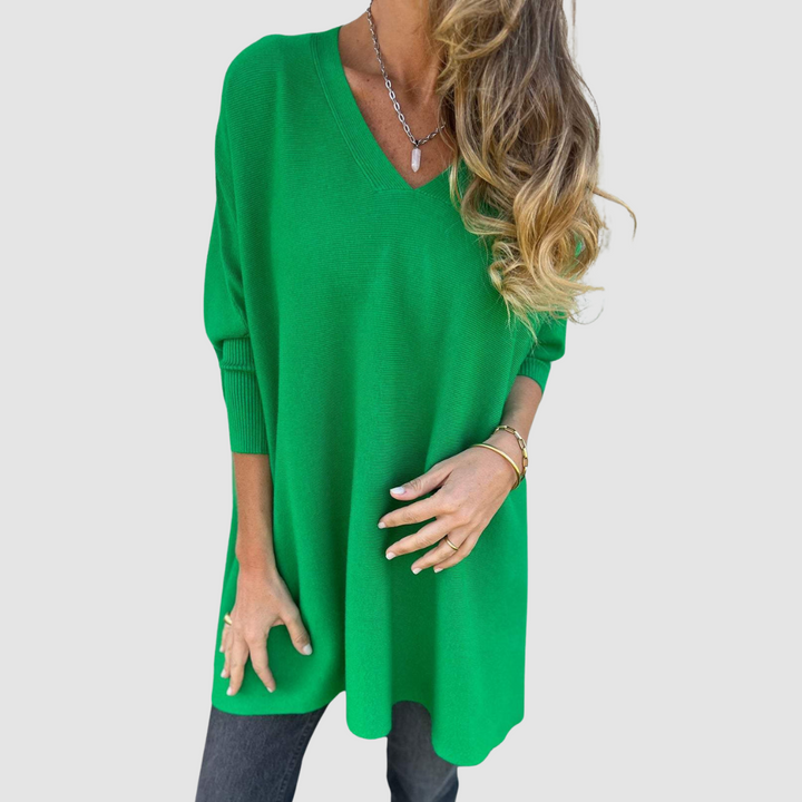 Jemima – Relaxed V-Neck Knit Jumper