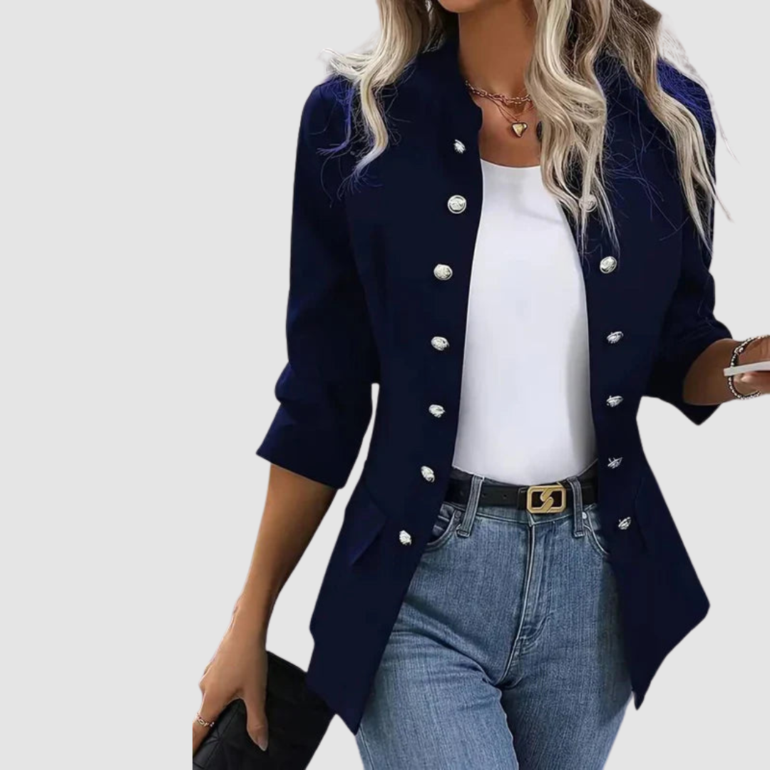 Constance – Double-Breasted Military Button Blazer