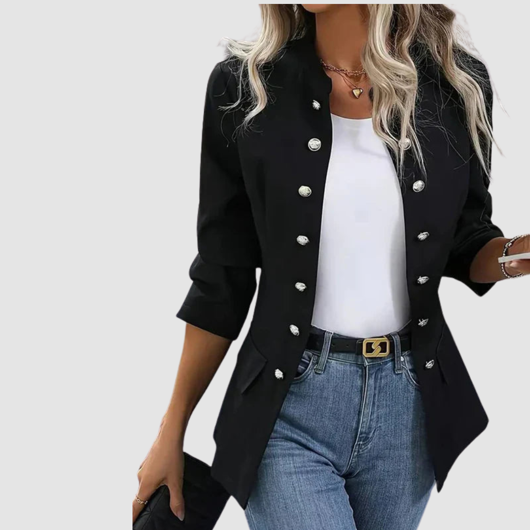 Constance – Double-Breasted Military Button Blazer