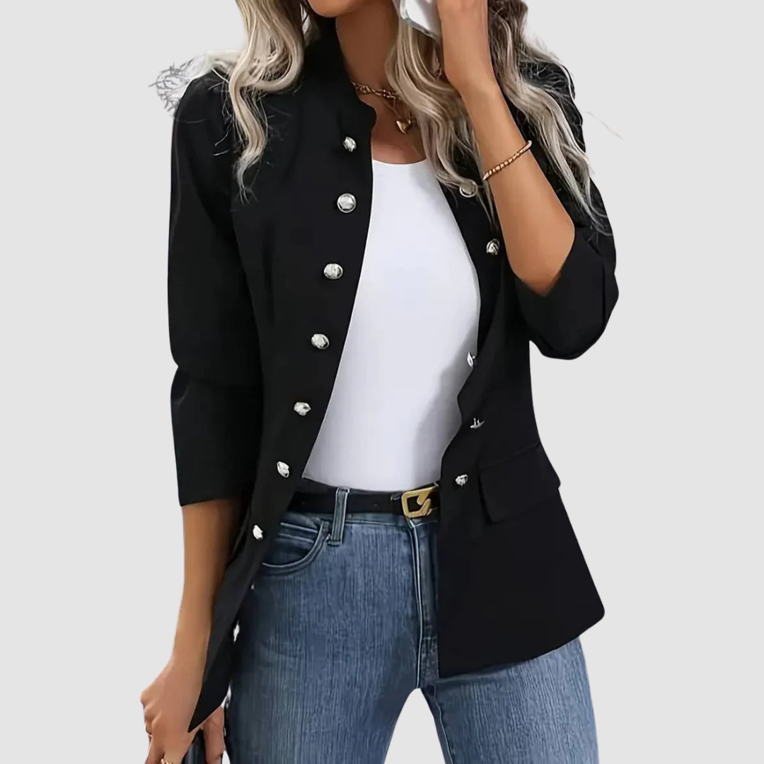 Constance – Double-Breasted Military Button Blazer