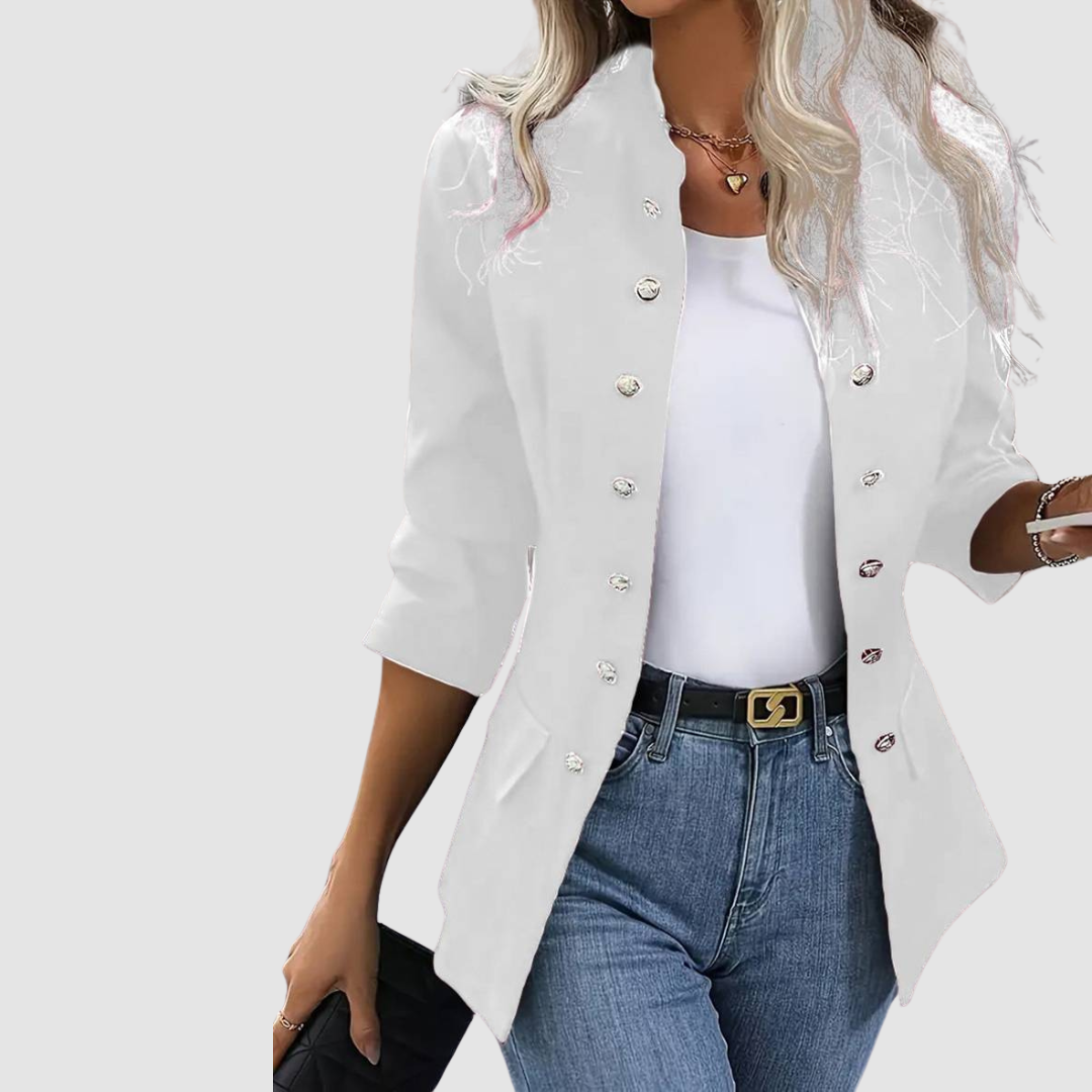 Constance – Double-Breasted Military Button Blazer