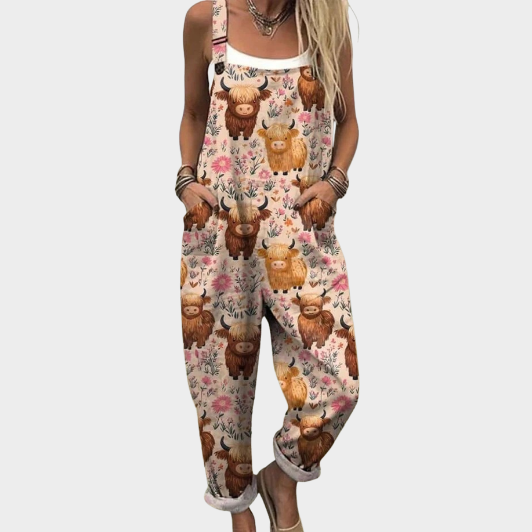 Evelyn | Festive Print Dungarees