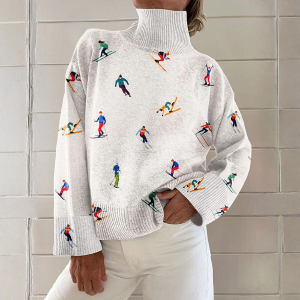 Lydia – Skier Print Turtleneck Jumper