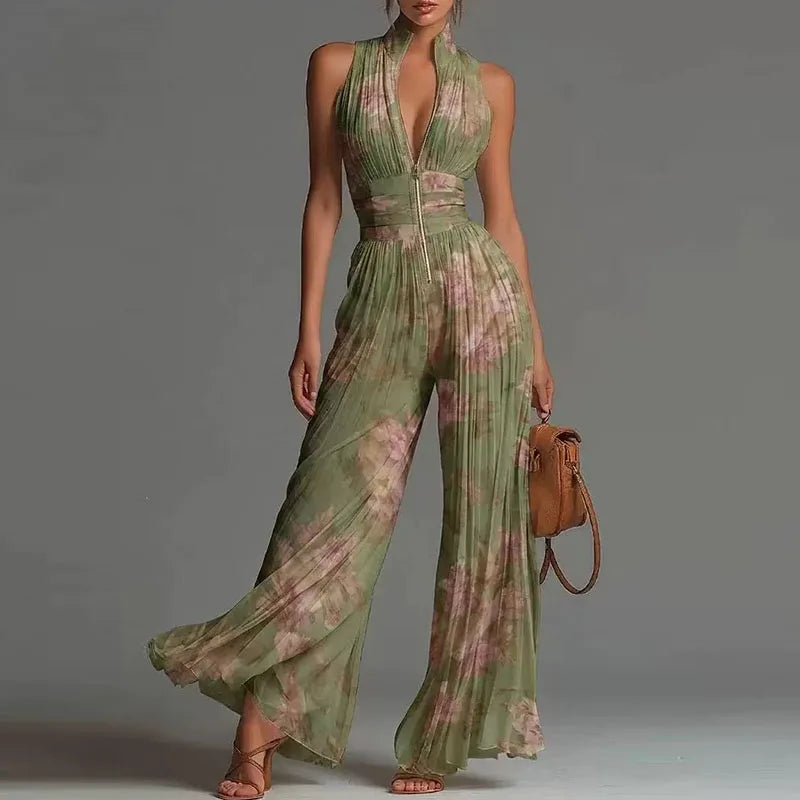Eileen – Pleated Wide Leg Elegant Jumpsuit