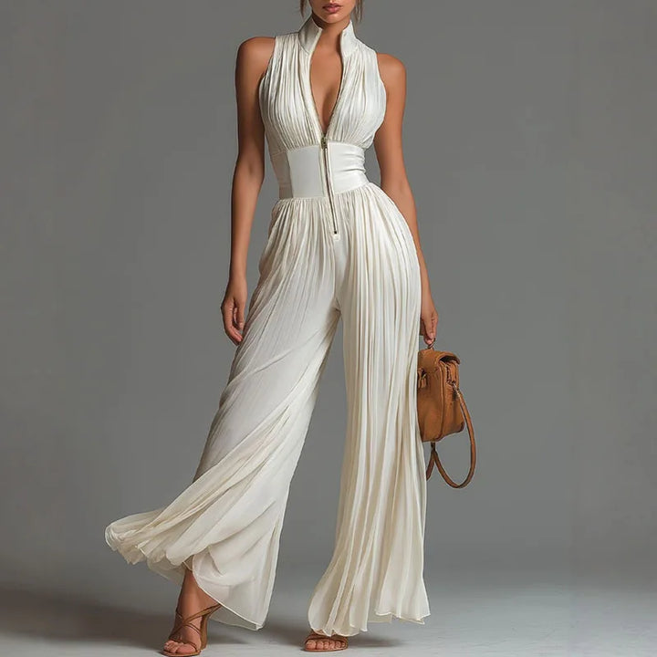 Eileen – Pleated Wide Leg Elegant Jumpsuit