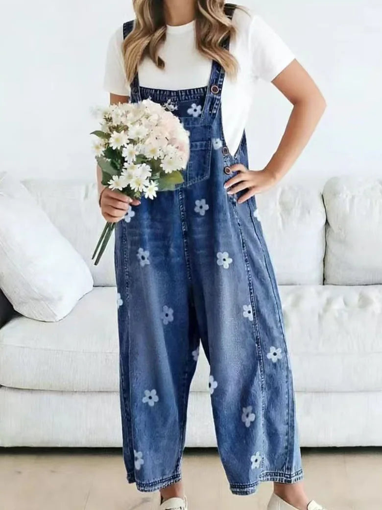 Imogen – Floral Denim Dungaree Dungarees