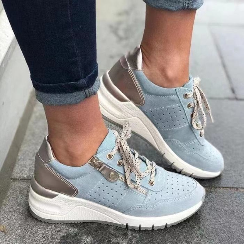 Lucasta – Wedge Lace-Up Trainers