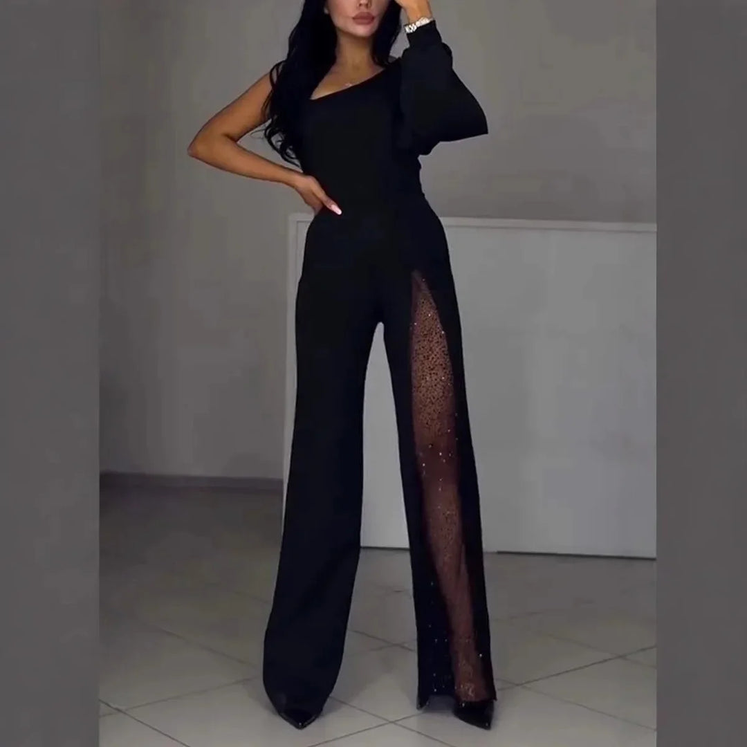 Clemency – Mesh Panel Wide-Leg Jumpsuit