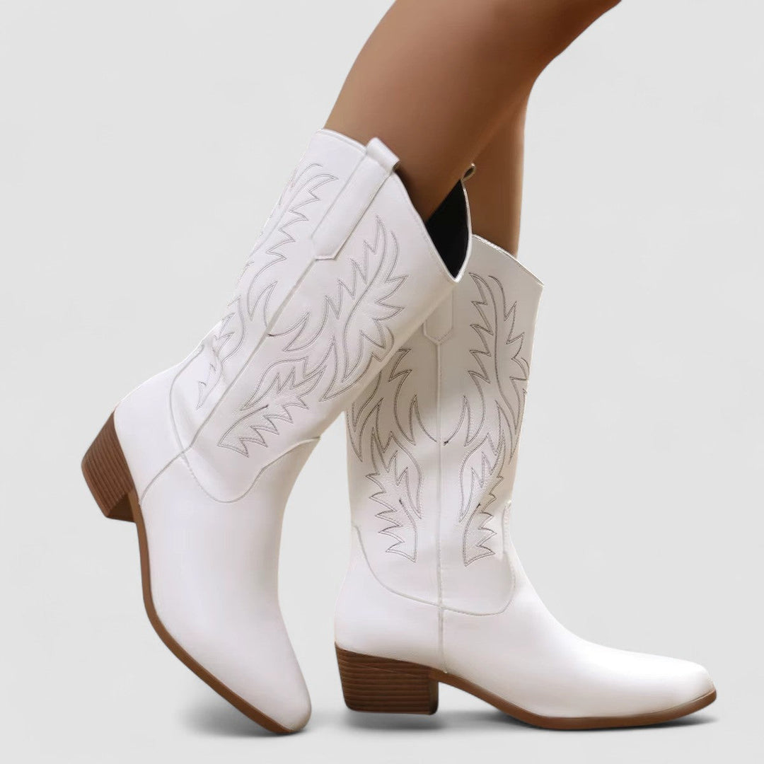 Imelda – Embroidered Western Knee-High Boots