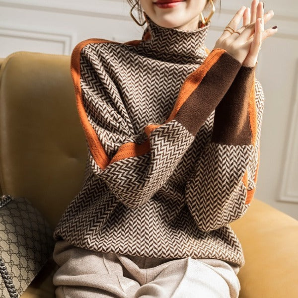 Zara – Herringbone Turtleneck Knit Jumper