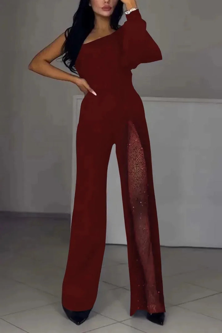Clemency – Mesh Panel Wide-Leg Jumpsuit