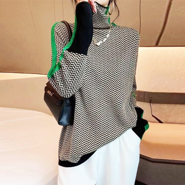 Zara – Herringbone Turtleneck Knit Jumper