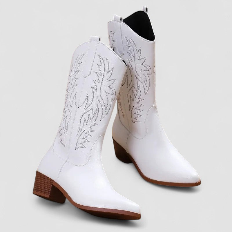 Imelda – Embroidered Western Knee-High Boots