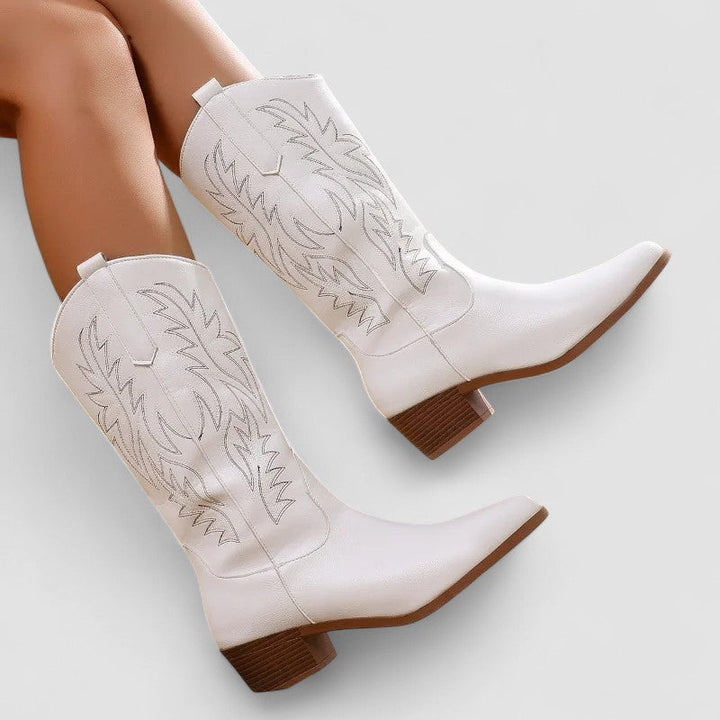 Imelda – Embroidered Western Knee-High Boots