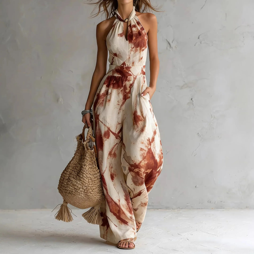 Sonia – Halterneck Wide-Leg Printed Jumpsuit