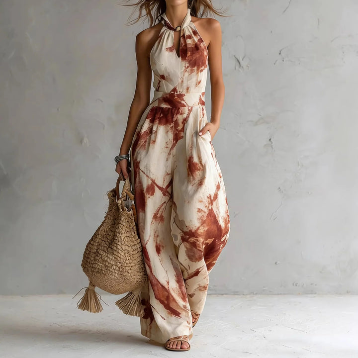 Sonia – Halterneck Wide-Leg Printed Jumpsuit