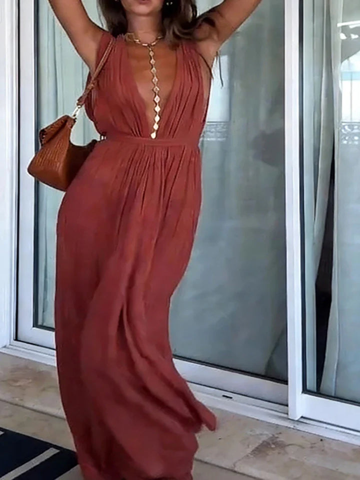 Tilly – Elegant Deep V Wide Leg Jumpsuit