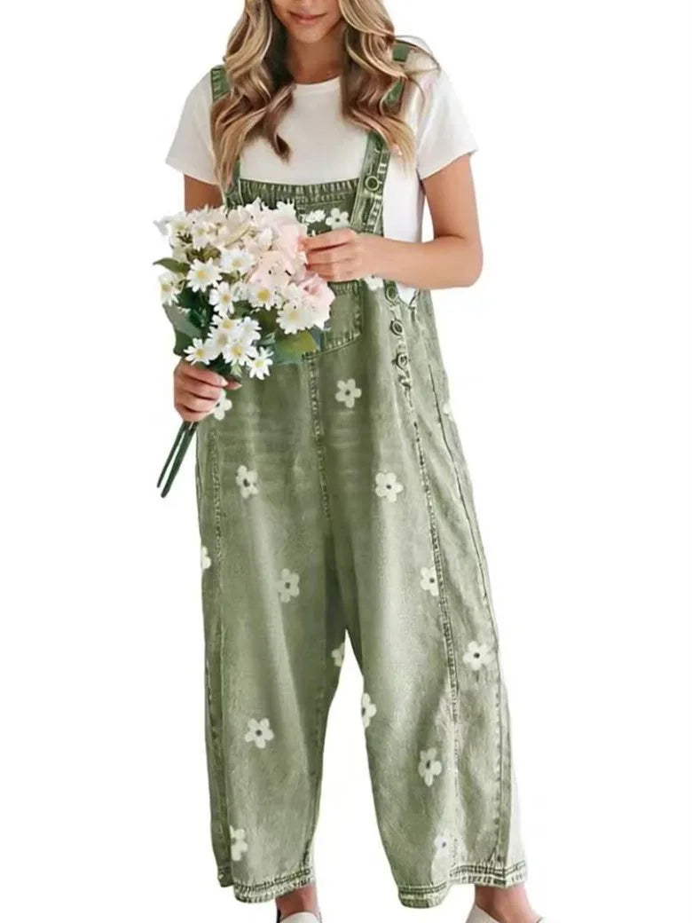 Imogen – Floral Denim Dungaree Dungarees