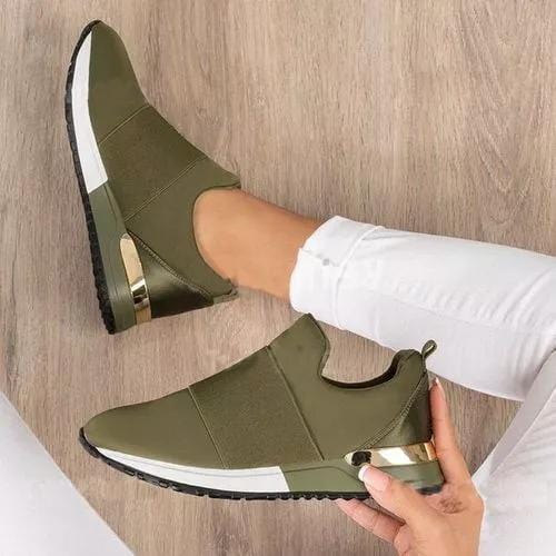 Rhiannon – Slip-On Trainers with Gold Detail