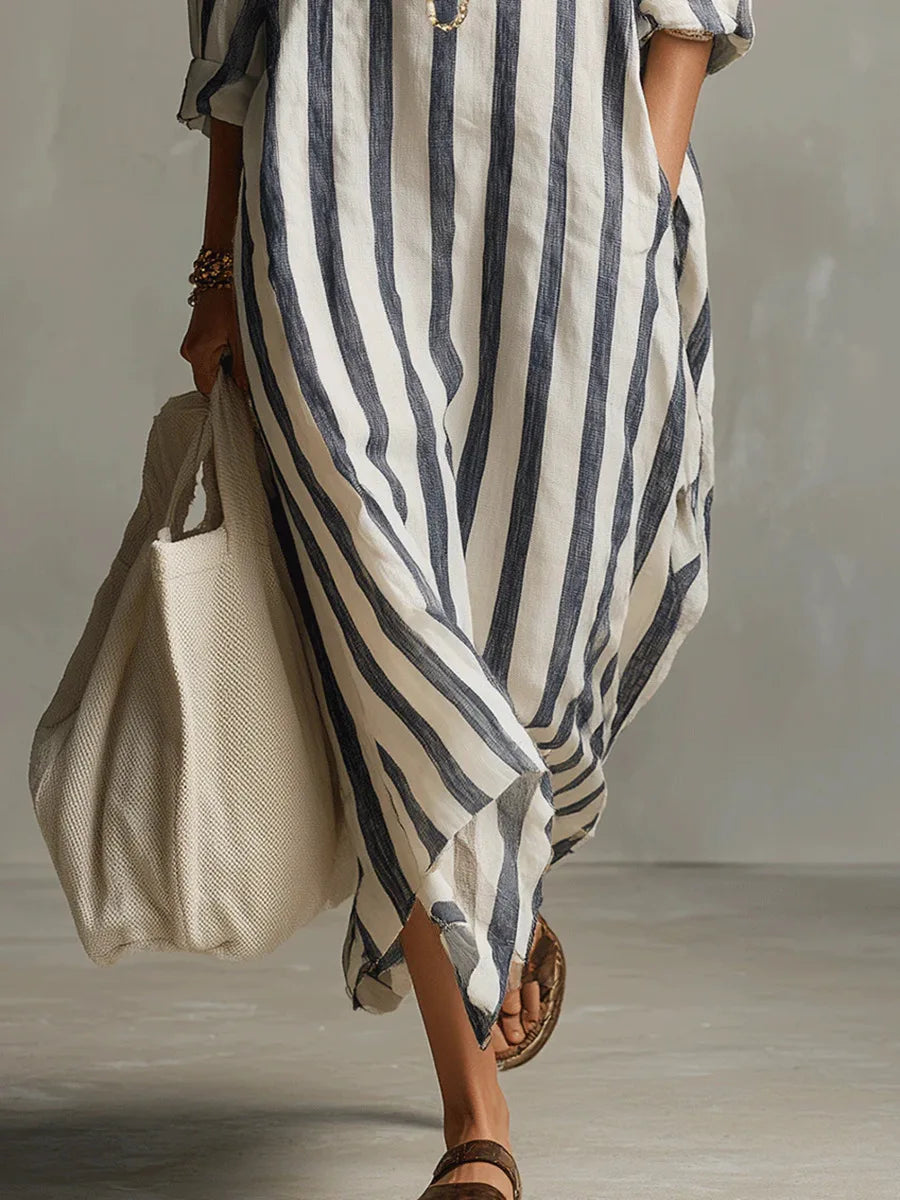 Clemency – Striped Relaxed Shirt Midi Dress