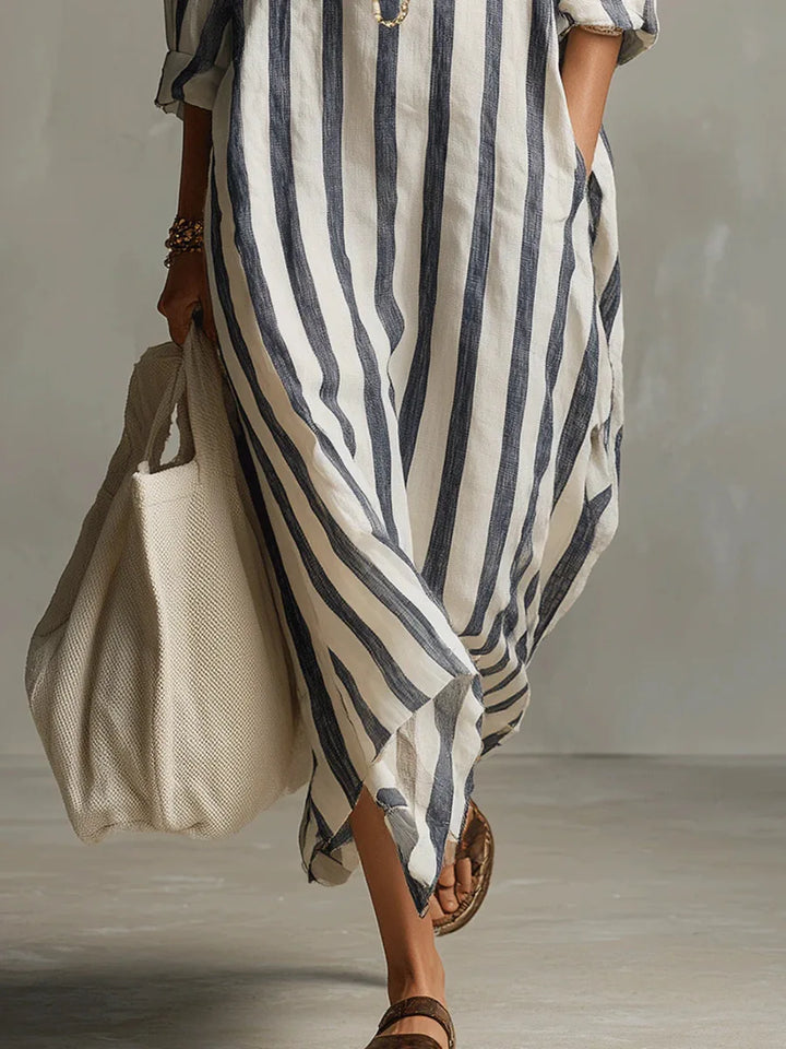 Clemency – Striped Relaxed Shirt Midi Dress